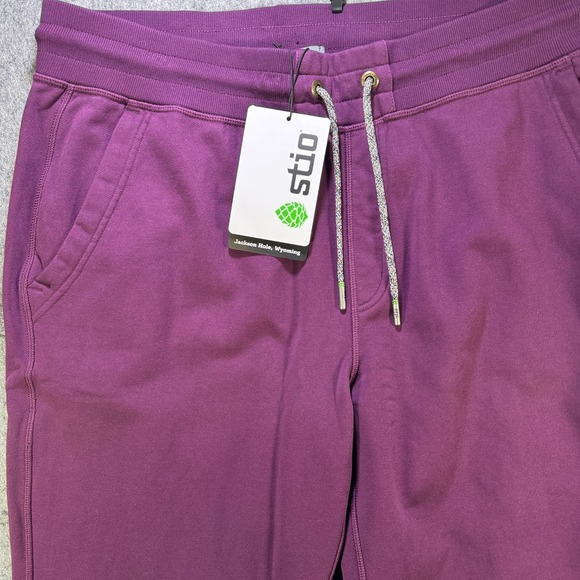 NEW Stio Jogger Whitebark French Terry Mens XL Deep Purple Cotton Sweatpants - Picture 2 of 10